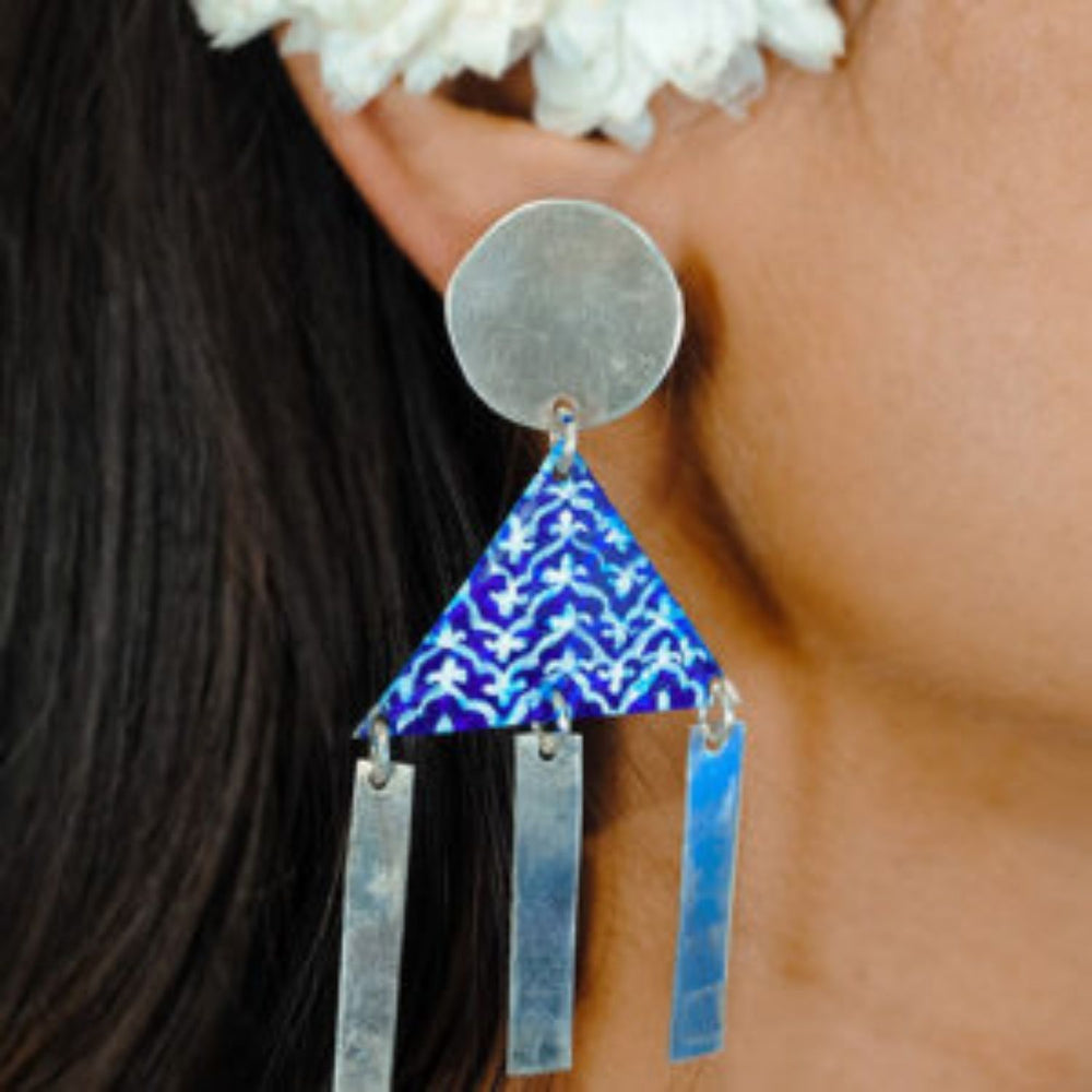 Gumbad Earrings | Silver Jewellery | Hand Painted | Contemporary Design