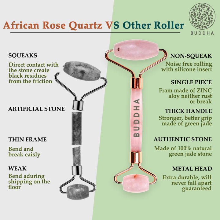 African Rose Quartz Face Roller | Facial Sculpting & Massage | Rose Quartz