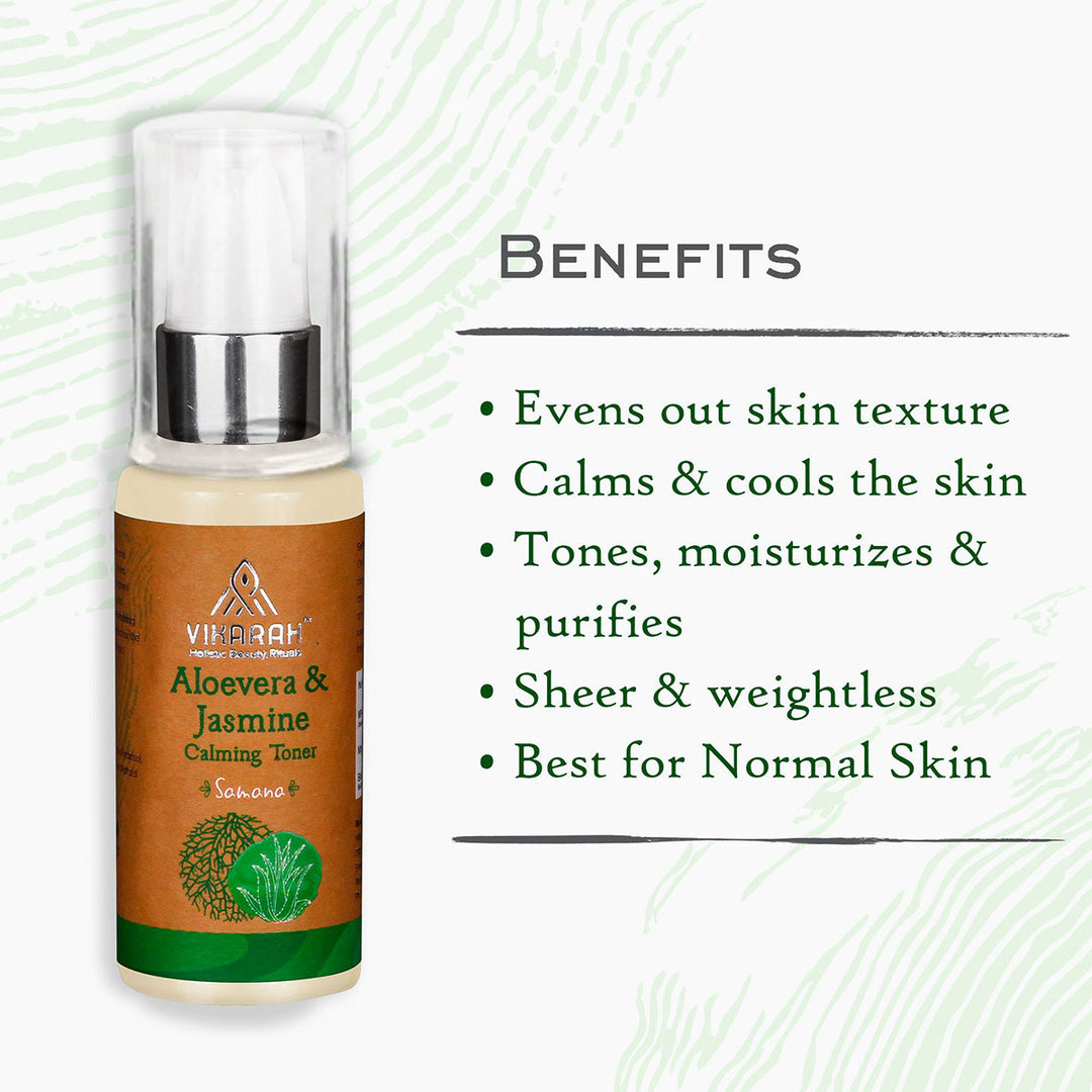 Aloe Vera and Jasmine Face Toner | Floral Fragrance | Evens Skin Texture | 60 ML | Based on Ayush Principles 