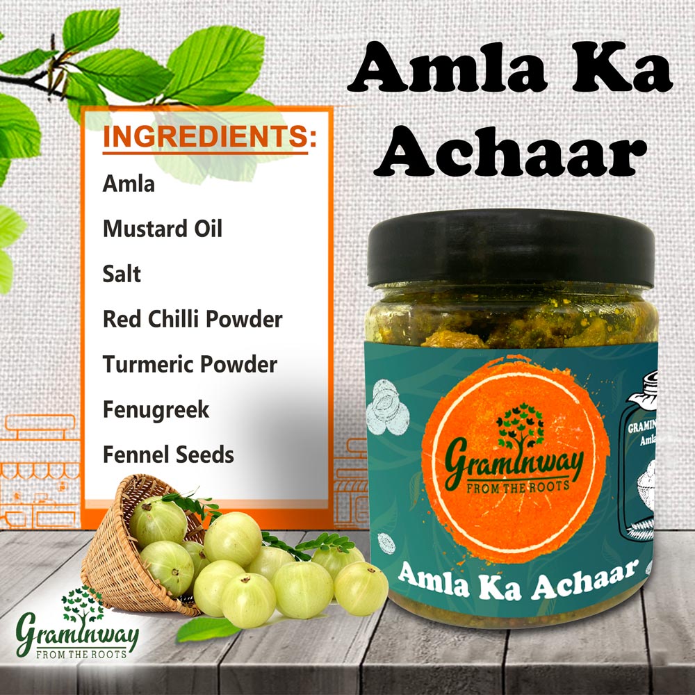 Amla Ke Achar | Punch of Spicy, Tangy Burst of Flavour | Bottle of 200 GM