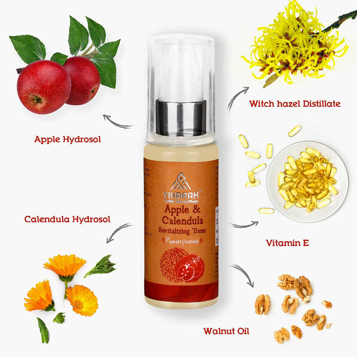 Apple & Calendula Face Toner | Revitalising for Skin Glow | Ayush Based | 60 ML