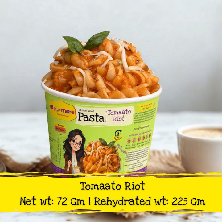 Tomaato Riot Instant Pasta | Freeze Dried-Ready To Eat Food | Travel Friendly | 225 GM