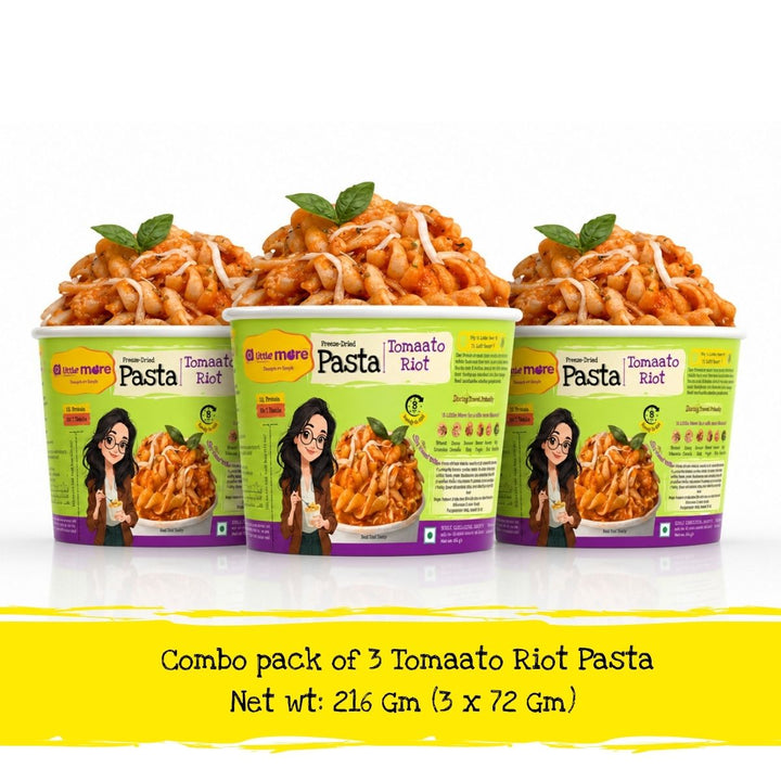 Ready To Eat | Tomaato Riot Pasta Pack of 3 | Freeze Dried | Convenient Food | Tangy Fun Flavour