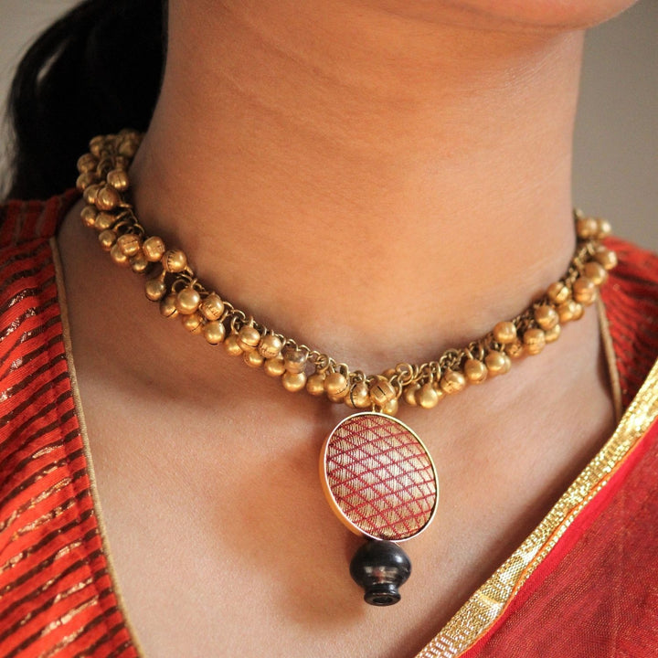 Artisanal Neckpiece | 22 Kt Gold Plated And Brass Made | Statement Jewelry