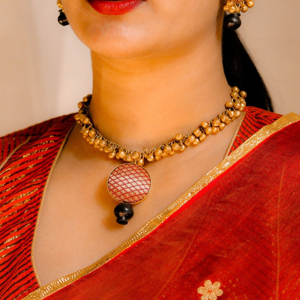 Artistic Necklace | 22 Kt Gold Plated | Traditional | Wedding Jewelry | Hand-Crafted