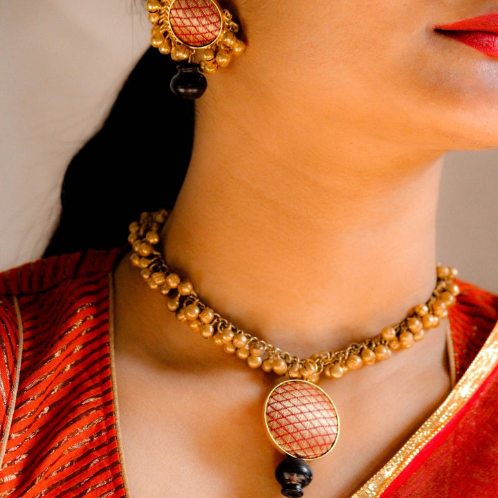Artistic Necklace | 22 Kt Gold Plated | Traditional | Wedding Jewelry | Hand-Crafted