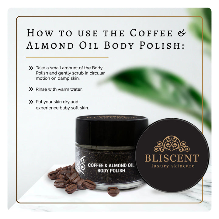 Coffee & Almond Oil Body Polish | Exfoliator for Tan Removal & Sheen | 100 GM