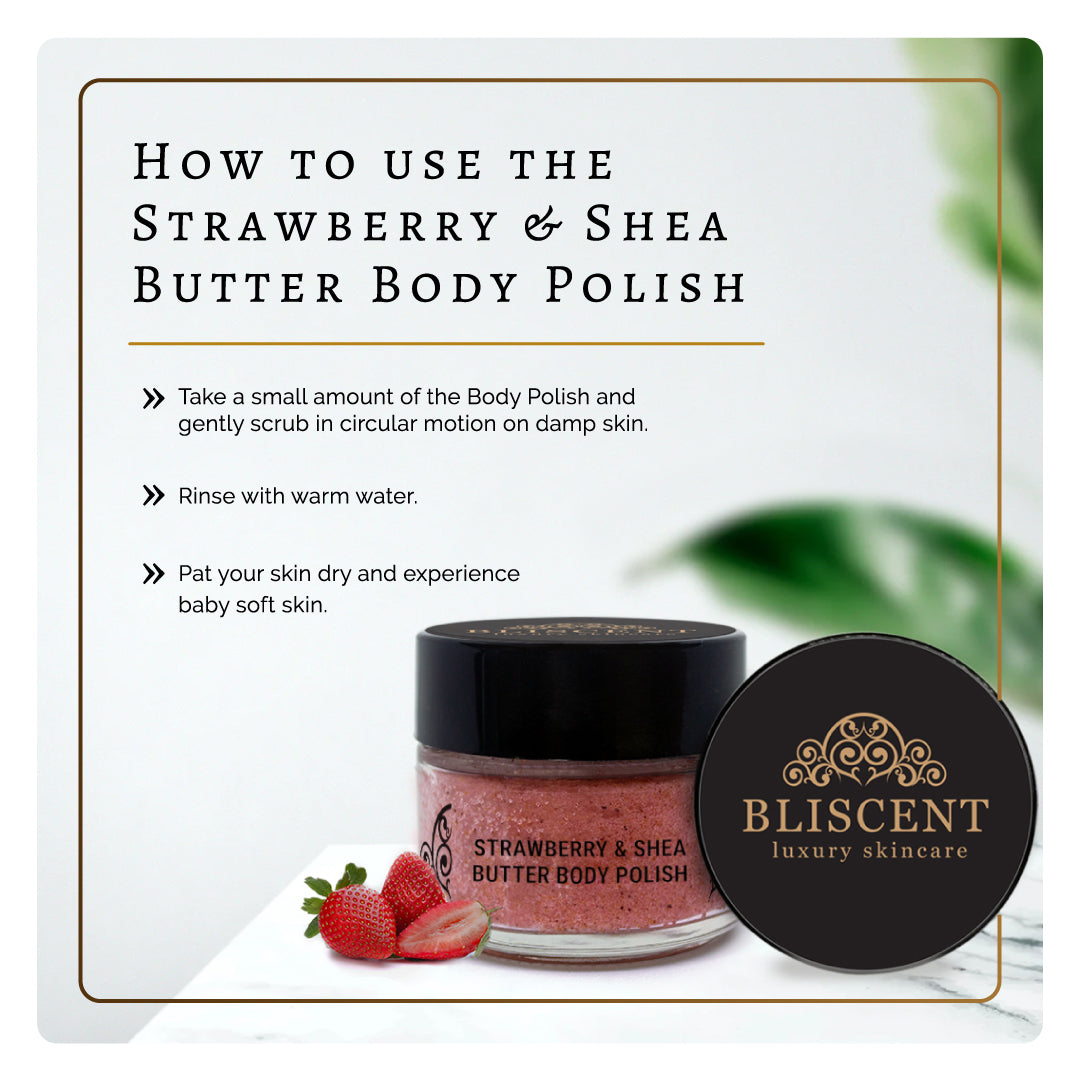 Strawberry & Shea Butter Body Polish | Exfoliator for Bright Skin | 100 GM