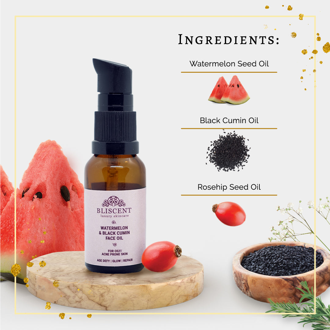 Watermelon & Black Cumin Face Oil | Acne Prone Skin | Pore Cleanser | No Chemical, organic