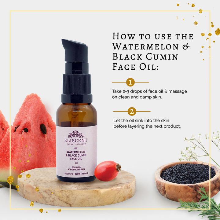 Watermelon & Black Cumin Face Oil | Acne Prone Skin | Pore Cleanser | No Chemical, organic