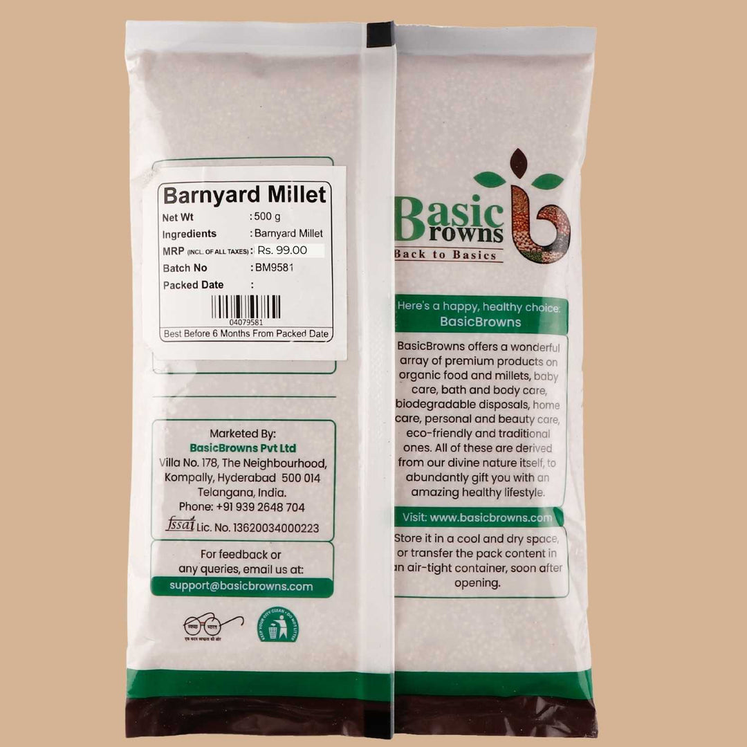 Unpolished Barnyard Millet / Udhalu | Ancient Grain | Multi Purpose Grain | 500 GM