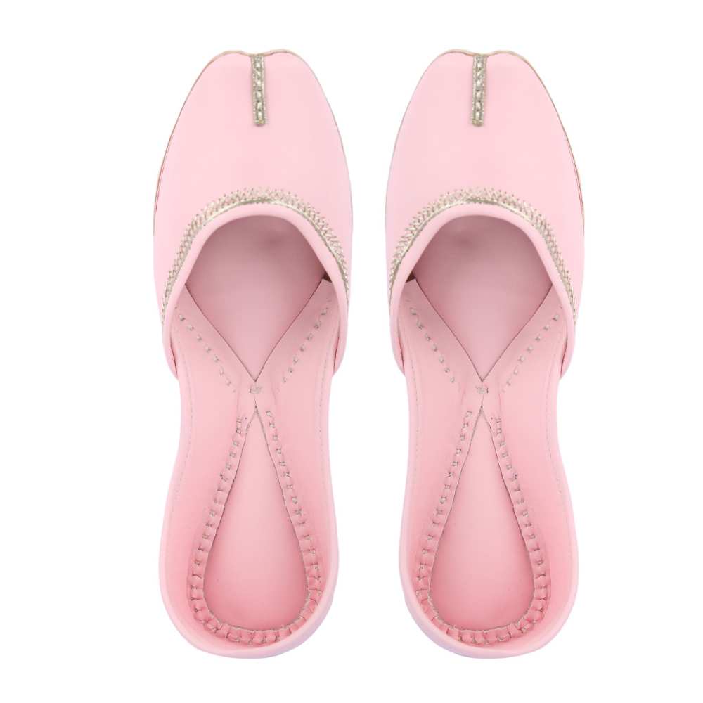 Baby Pink Jutti | Embellished Zari | Summery And Day Wear