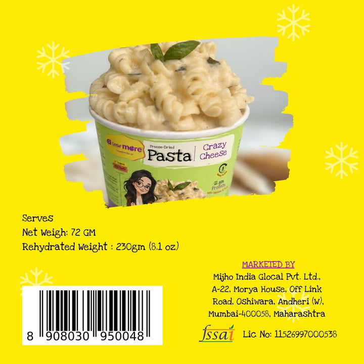 Crazy Cheese Instant Pasta | Freeze Dried-Ready To Eat Food | Travel Friendly | 230 GM