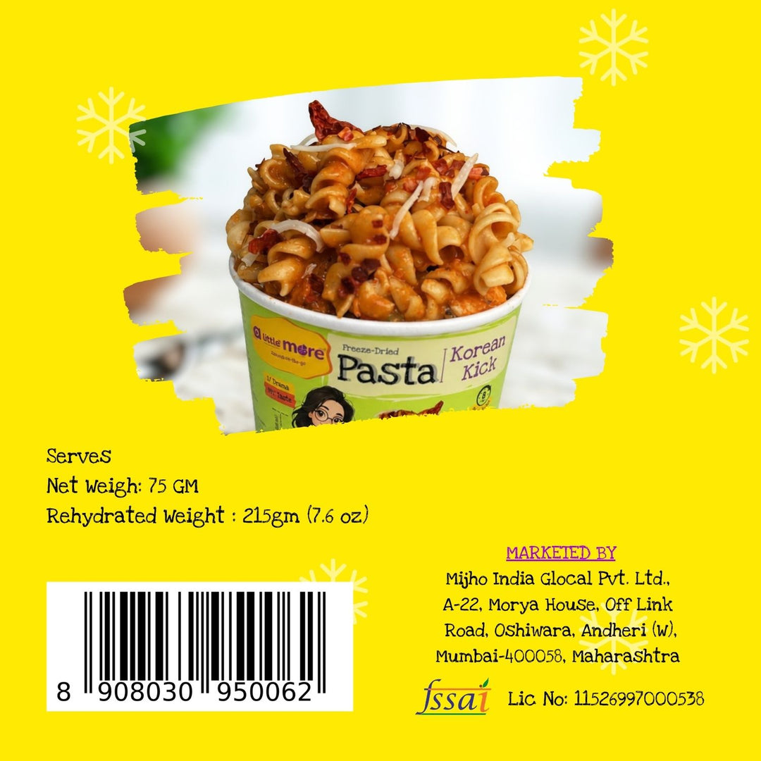Korean Kick Instant Pasta | Freeze Dried - Ready To Eat Food | Travel Ready | 215 GM
