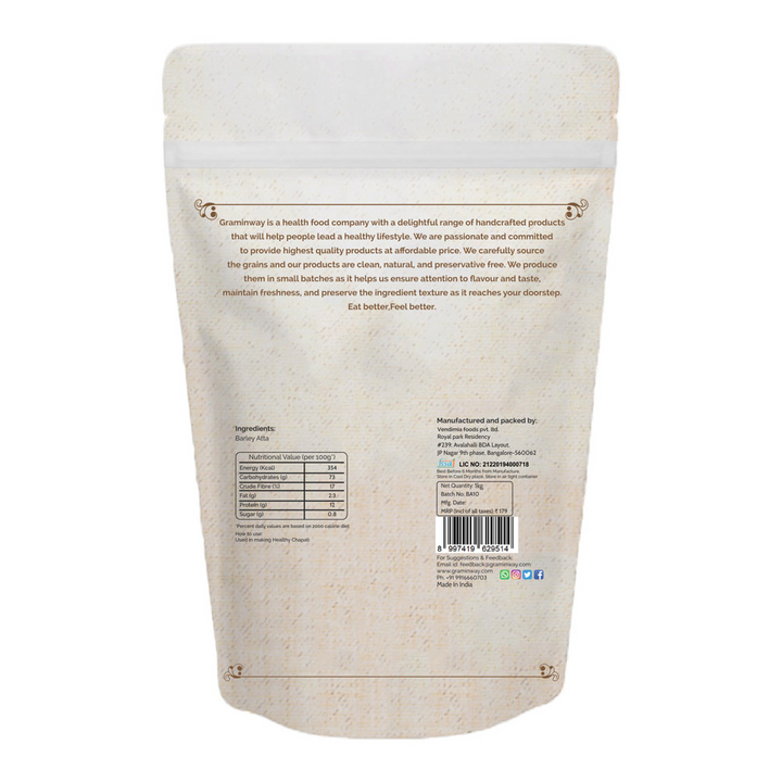 Barley Atta | Fibrous & Organic | Traditional Mill Grind | Weight Manager | 1 KG