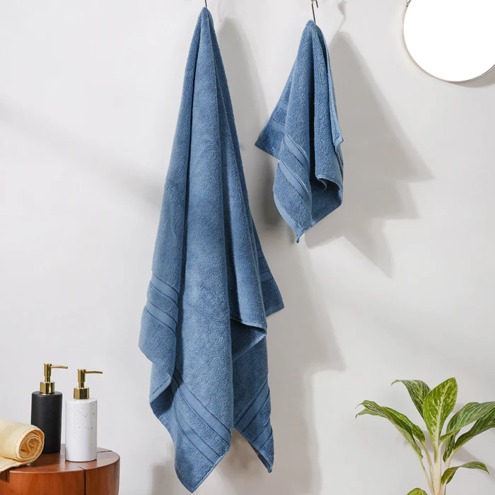 Steel Blue Bath Towel | Anti Bacterial Cotton | Ultra Soft And Super Absorbent