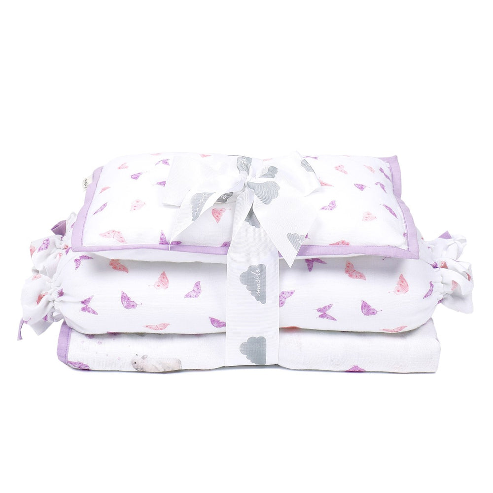 Best Buds Purple Mini Cot Bedding Set For Babies | Cotton | Set Of 4
