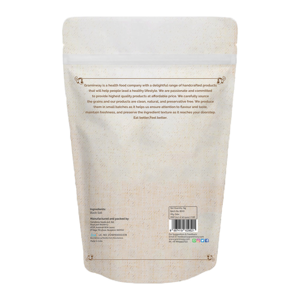 Black Salt | Natural & Himalaya Sourced | Volcanic Stone Salt | 1000 GM