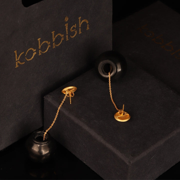Black And Gold Earring | Crafted With Black Pottery | Simple And Elegant Jewelry