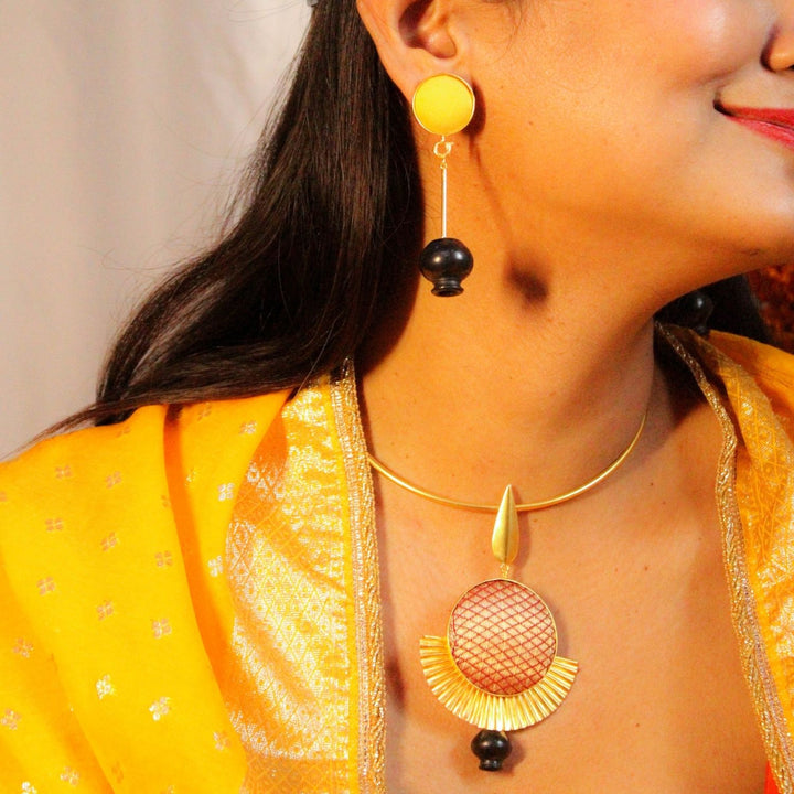 Black Pottery Crafted Earring | Bharatnatyam Inspired | Ethnic | 22Kt Gold Plated