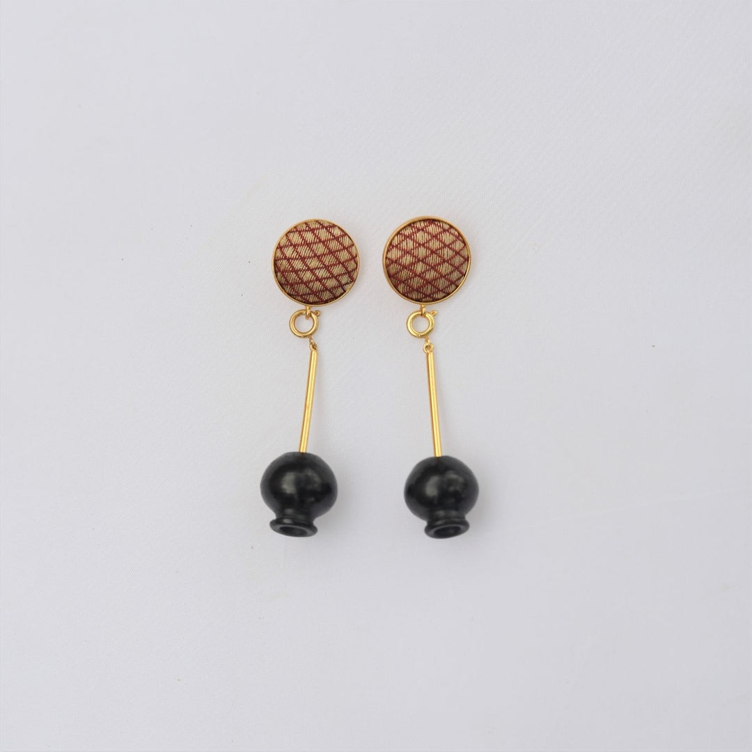 Black Pottery Crafted Earring | Bharatnatyam Inspired | Ethnic | 22Kt Gold Plated