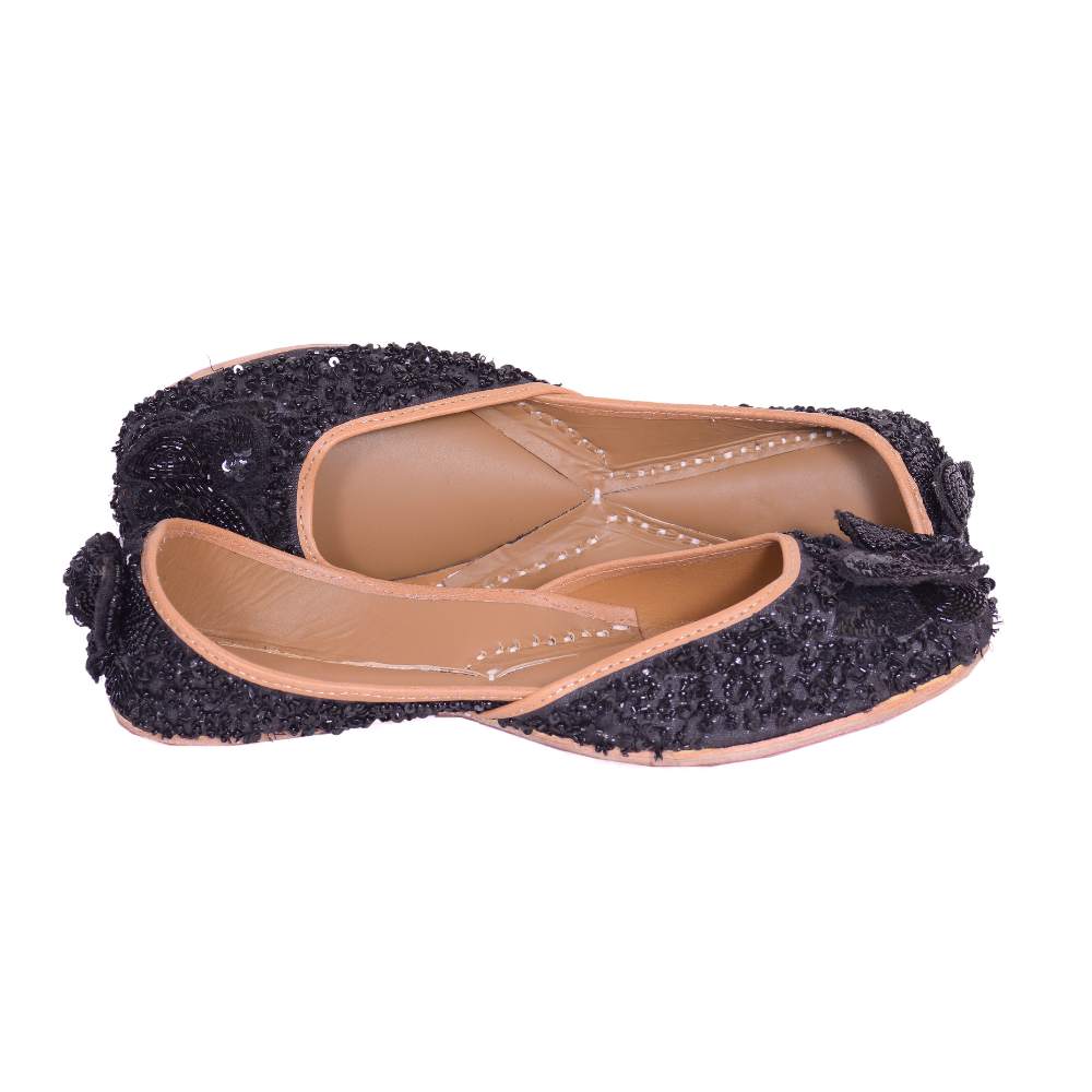 Black Sequin Embellished Women Jutti | Festive And Day Wear