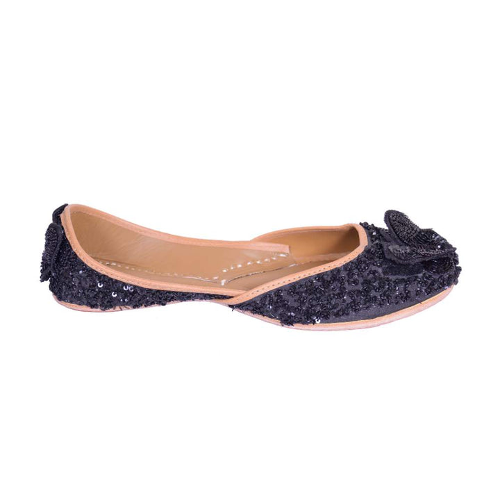 Black Sequin Embellished Women Jutti | Festive And Day Wear