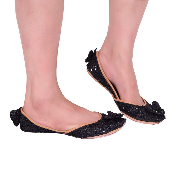 Black Sequin Embellished Women Jutti | Festive And Day Wear