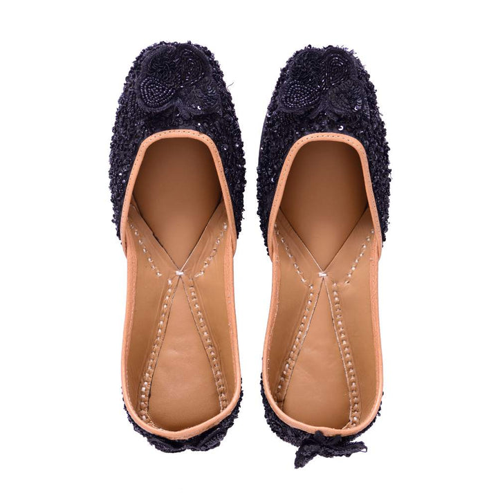 Black Sequin Embellished Women Jutti | Festive And Day Wear
