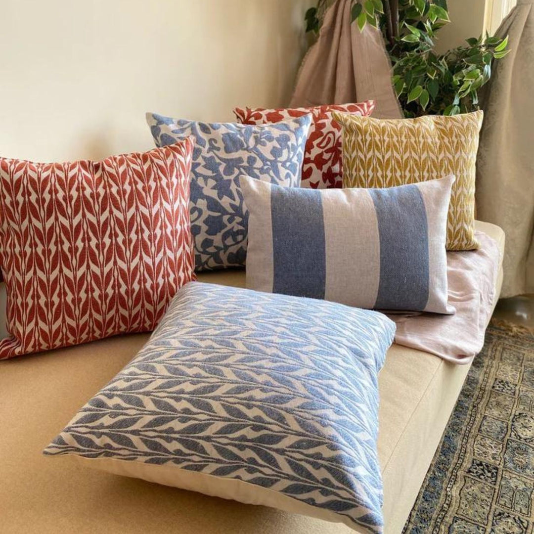 Blue Cotton Cushion Cover | Sophisticated Living Room Decor | Pack Of 2