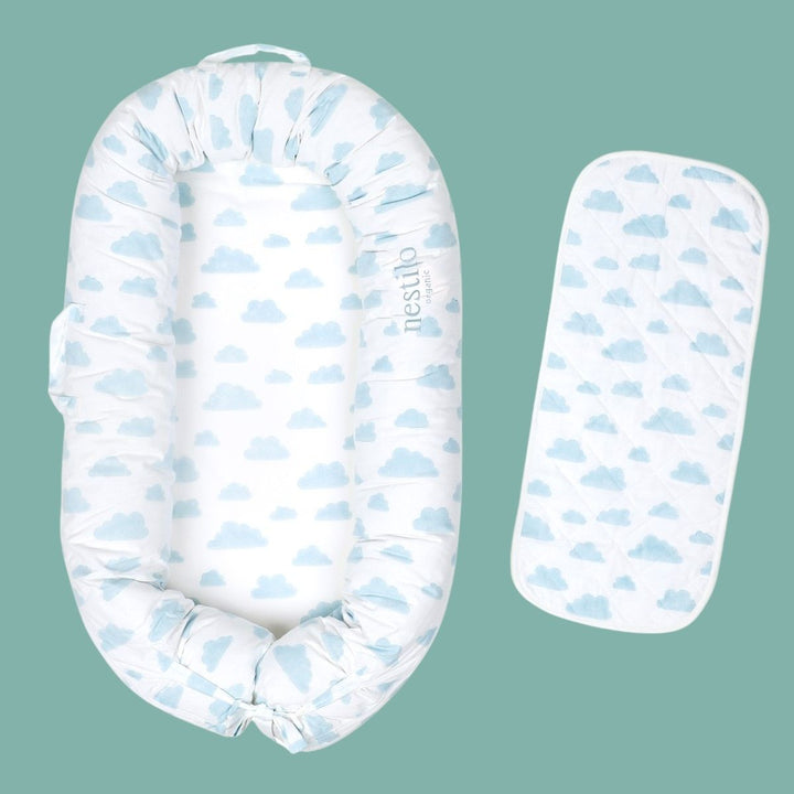 Blue Printed Cloud Mattress For Babies | Soft Cotton | Nursery Essential