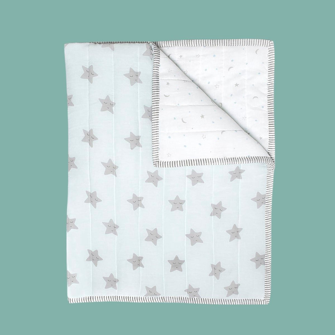 Blue Soft Quilt Blanket For Babies | Cotton | 42 x 42 Inches