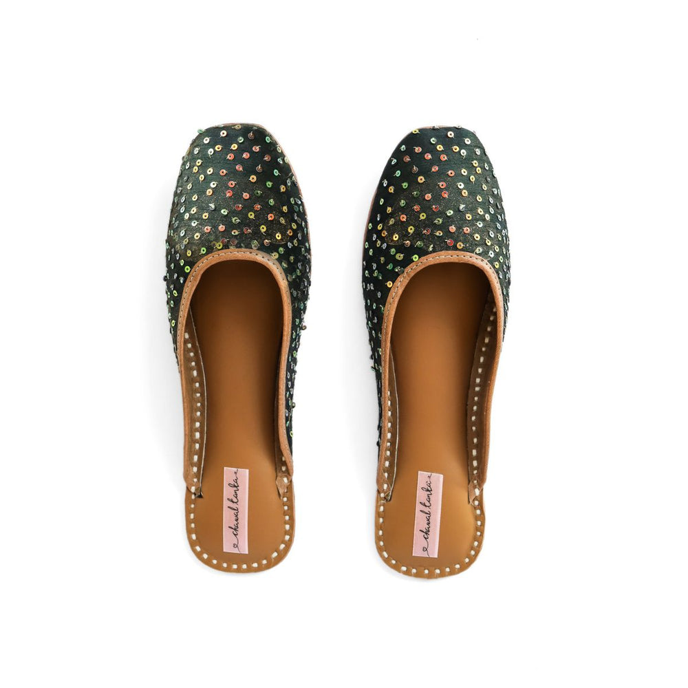 Bottle Green Sequin Work Women Jutti | Embellished | For Subtle Styling