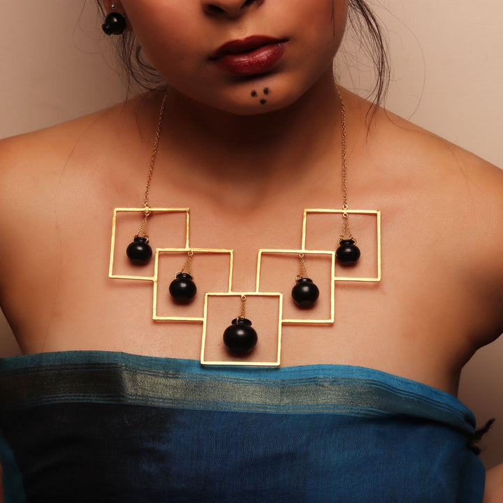 Boutique Neckpiece | Hand Made | Eco-Friendly | Concept Jewelry | 22 Kt Gold Plated