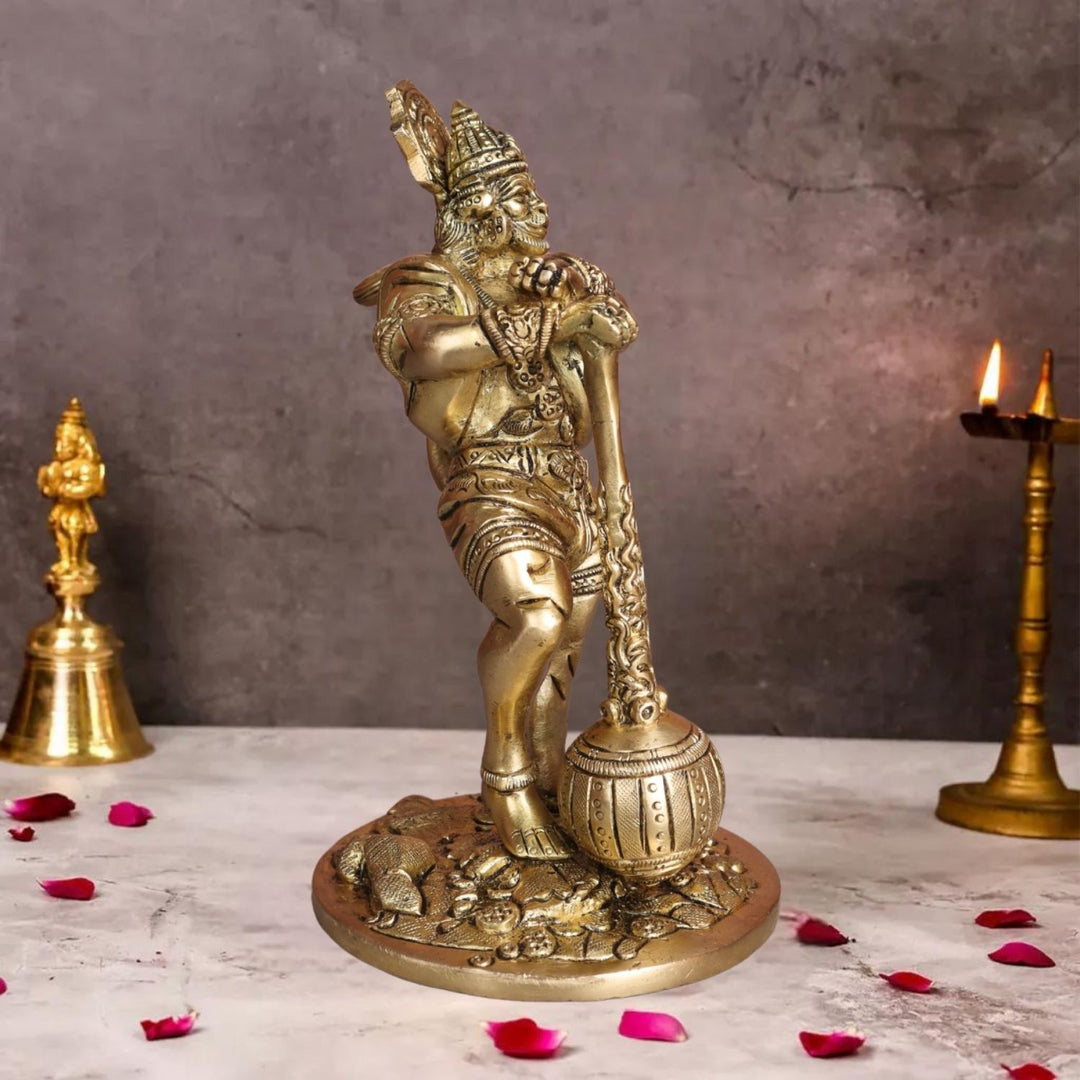 Brass Bahubali Hanuman Statue Idol | Pooja Murti Figurine | Spiritual Gift