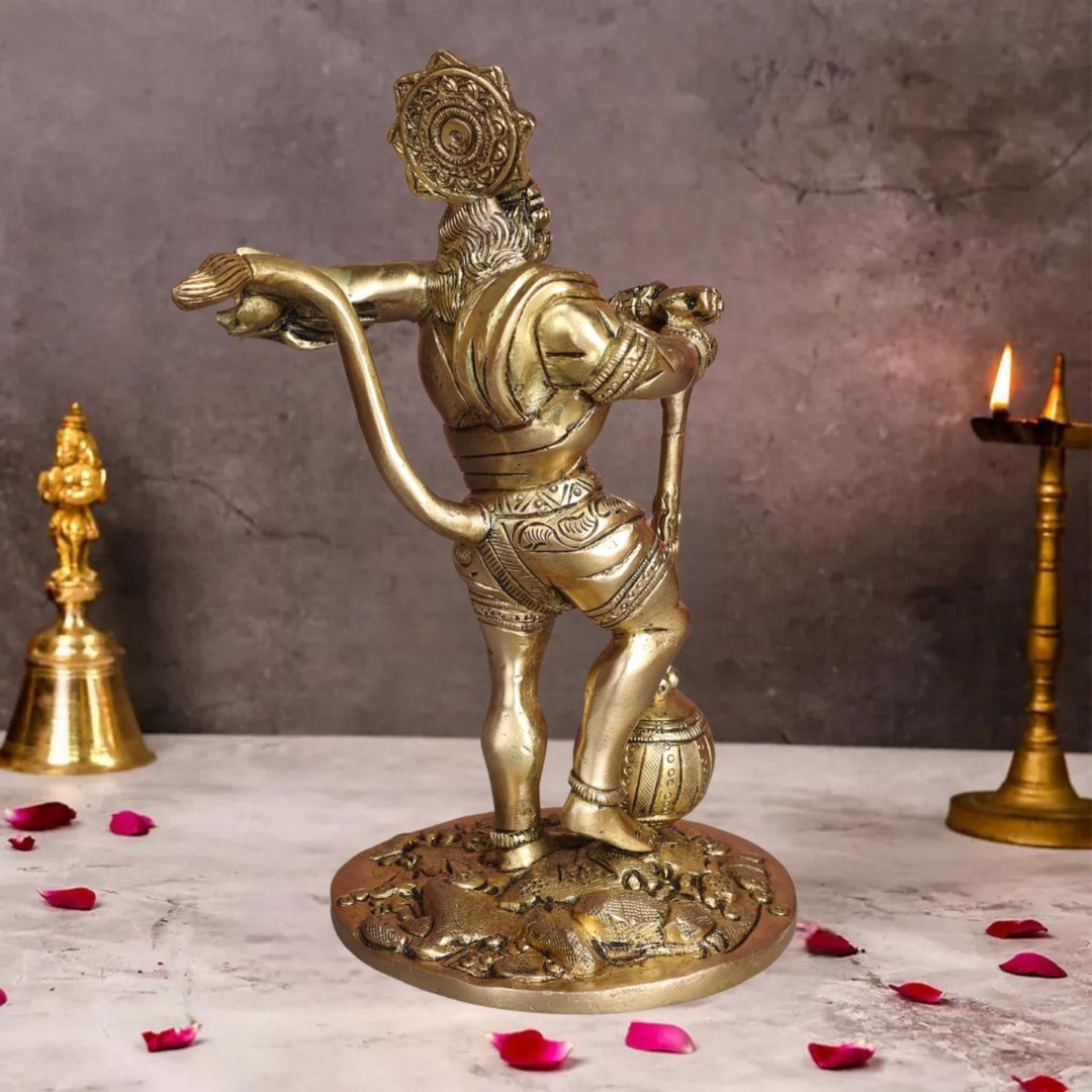 Brass Bahubali Hanuman Statue Idol | Pooja Murti Figurine | Spiritual Gift