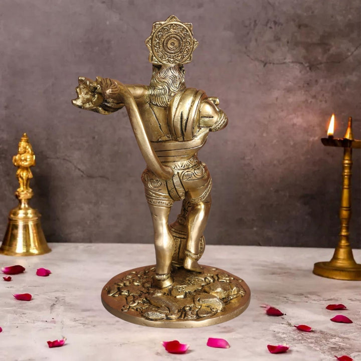 Brass Bahubali Hanuman Statue Idol | Pooja Murti Figurine | Spiritual Gift