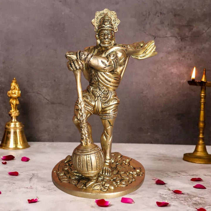 Brass Bahubali Hanuman Statue Idol | Pooja Murti Figurine | Spiritual Gift