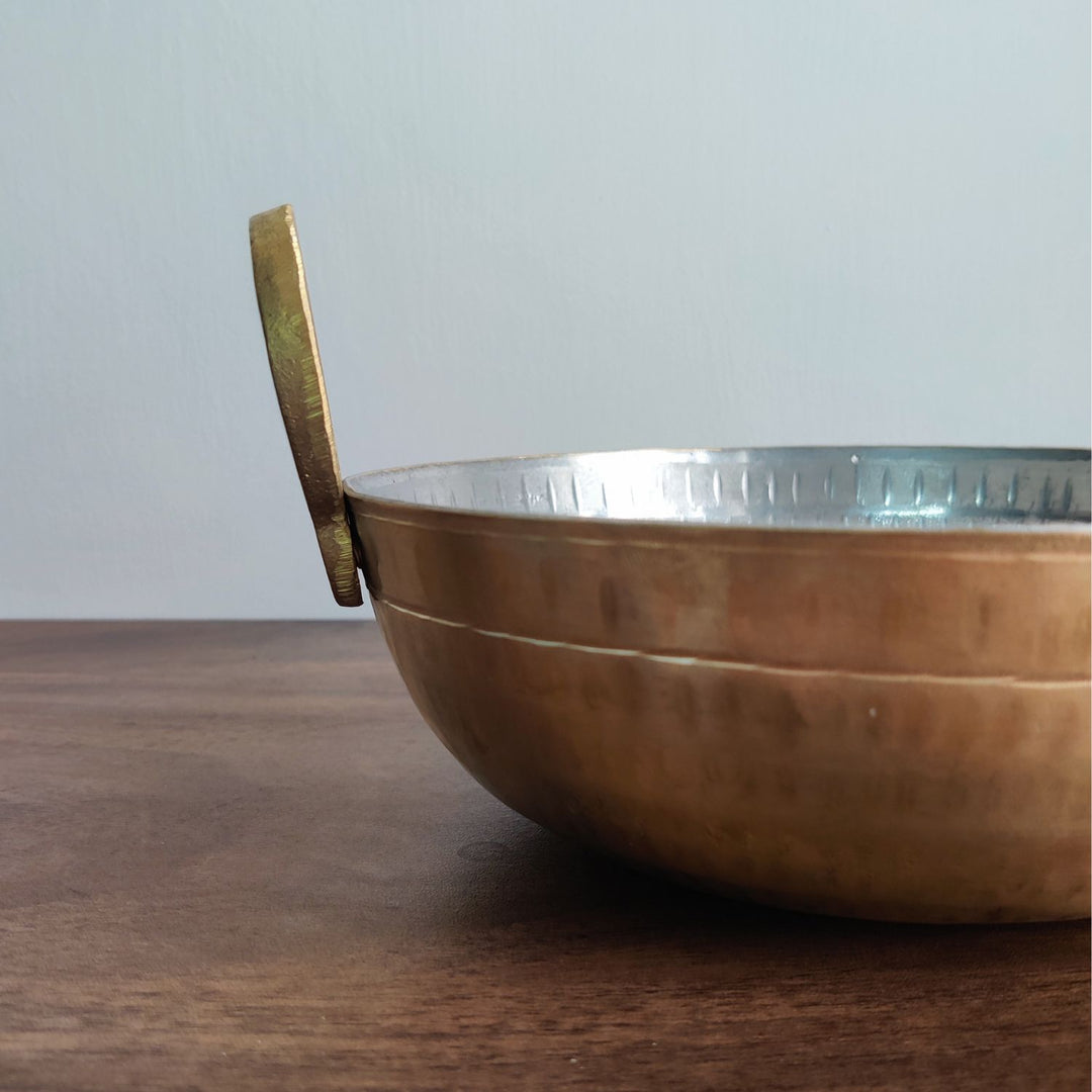 Brass Kadhai | Indian Traditional Cookware | Healthful Cooking Option | 8 Inches