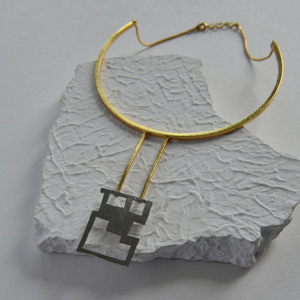  Brass Necklace For Women | Contemporary Construct | Silver & Gold Finish 