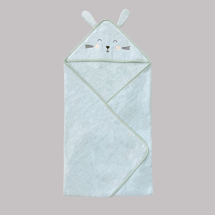 Bunny Hooded Bath Towel For Kids | 100% Cotton Soft and Fluffy | Mint