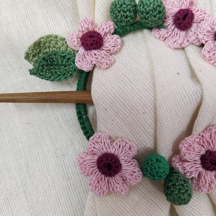 Buttercup Crochet Hair Tie | Hand-crafted | Cotton | Pink and Green