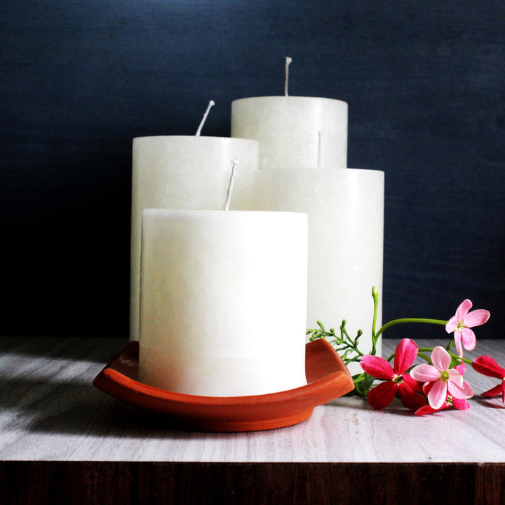 Jumbo Pillar Candles | Long-lasting | Hand-Crafted | Large | Set of 4