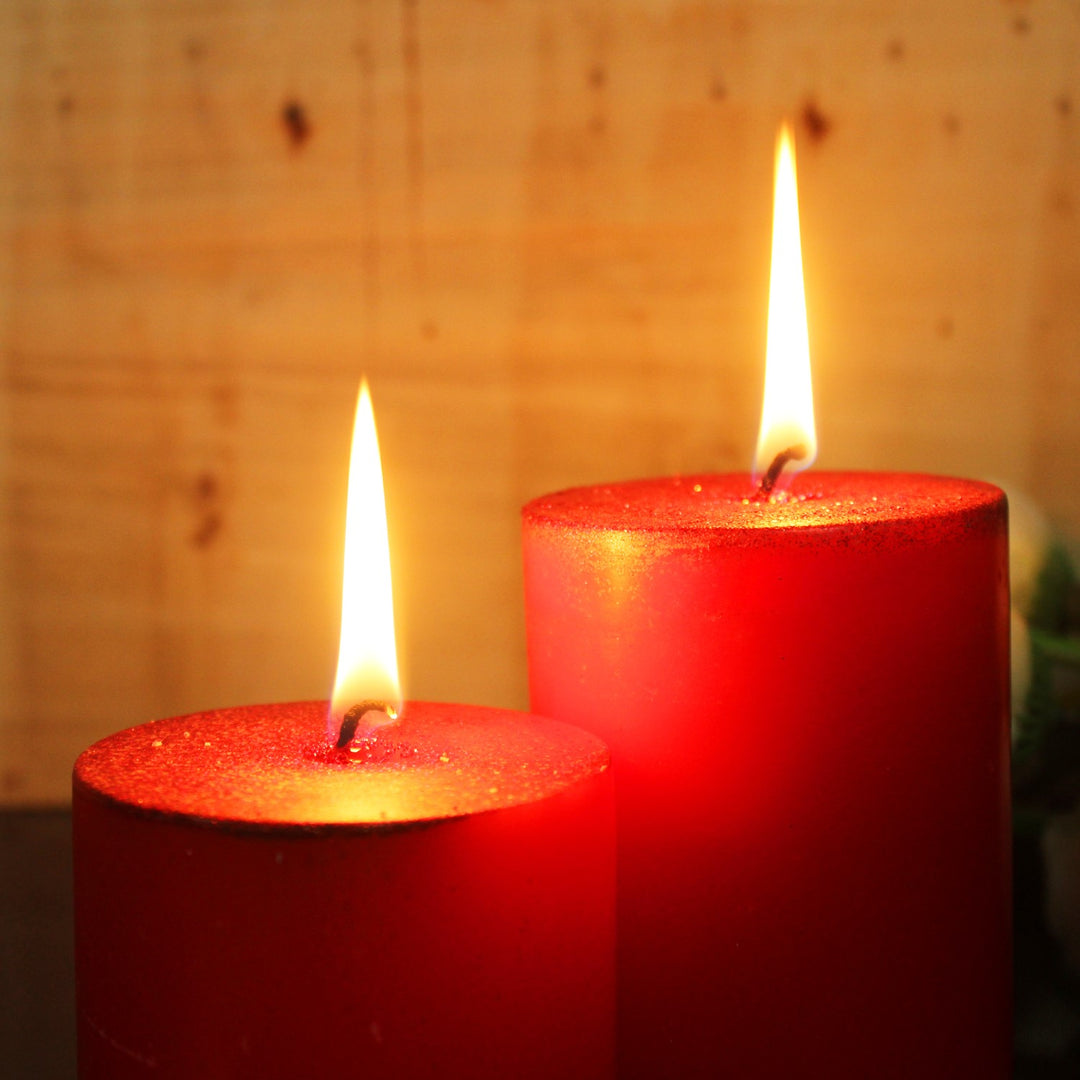 Jumbo Red Pillar Aromatic Candles | Hand-Crafted | Festive | Set of 4