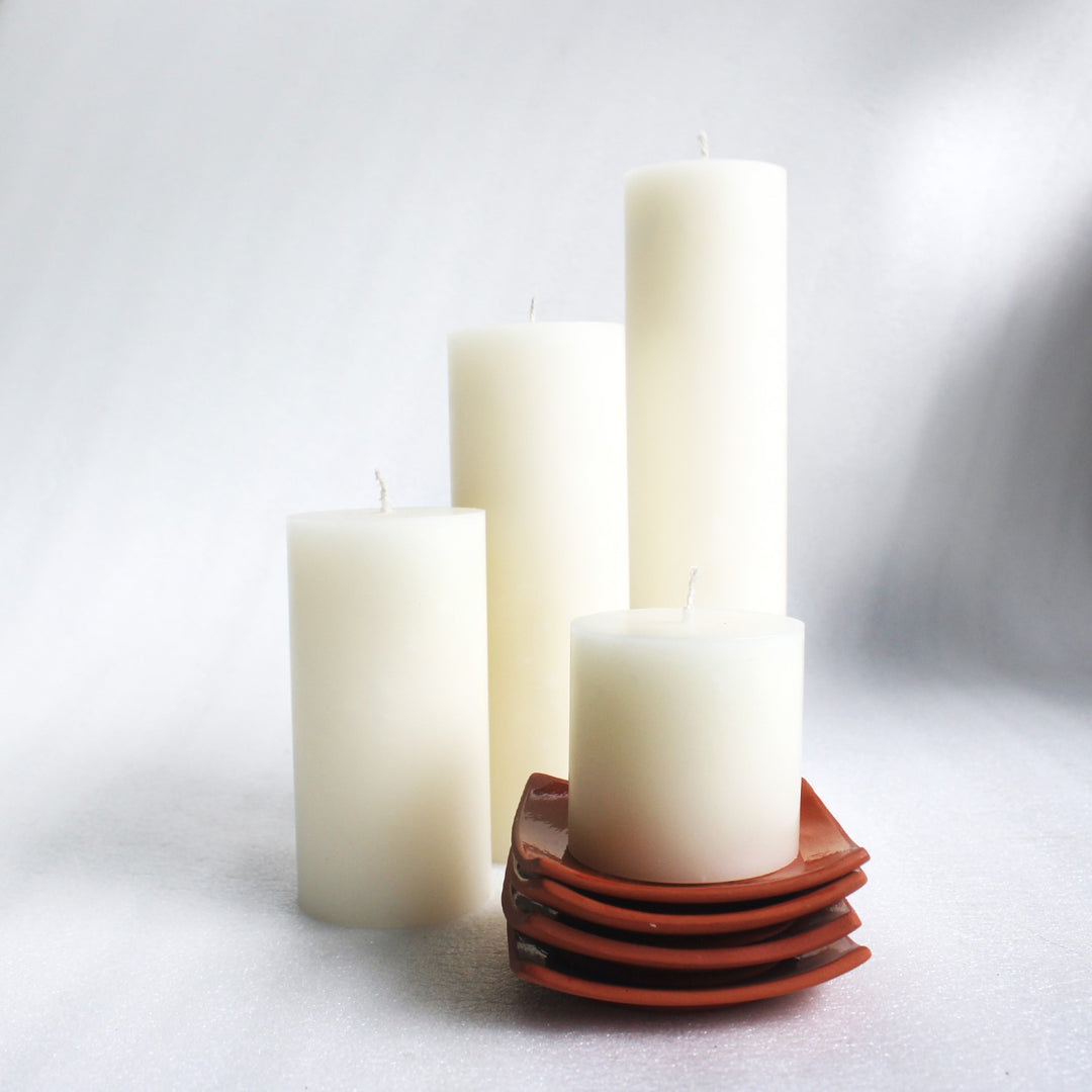 Extra Large Jumbo Pillar Candles | Hand-Crafted | Festive | Set of 4