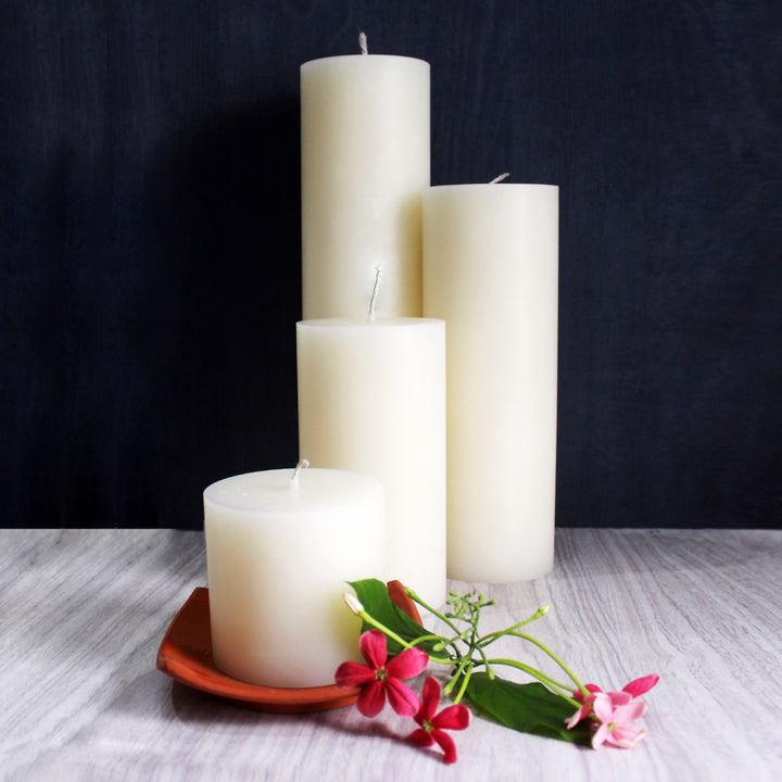 Extra Large Jumbo Pillar Candles | Hand-Crafted | Festive | Set of 4