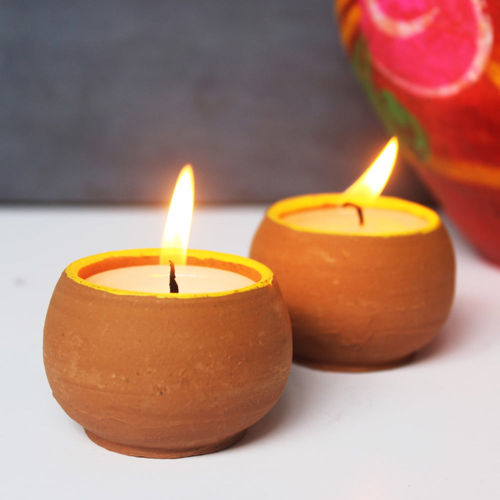 Ball Shaped Terracotta Pot Candles | Hand-Crafted | Festive Gift Set of 12