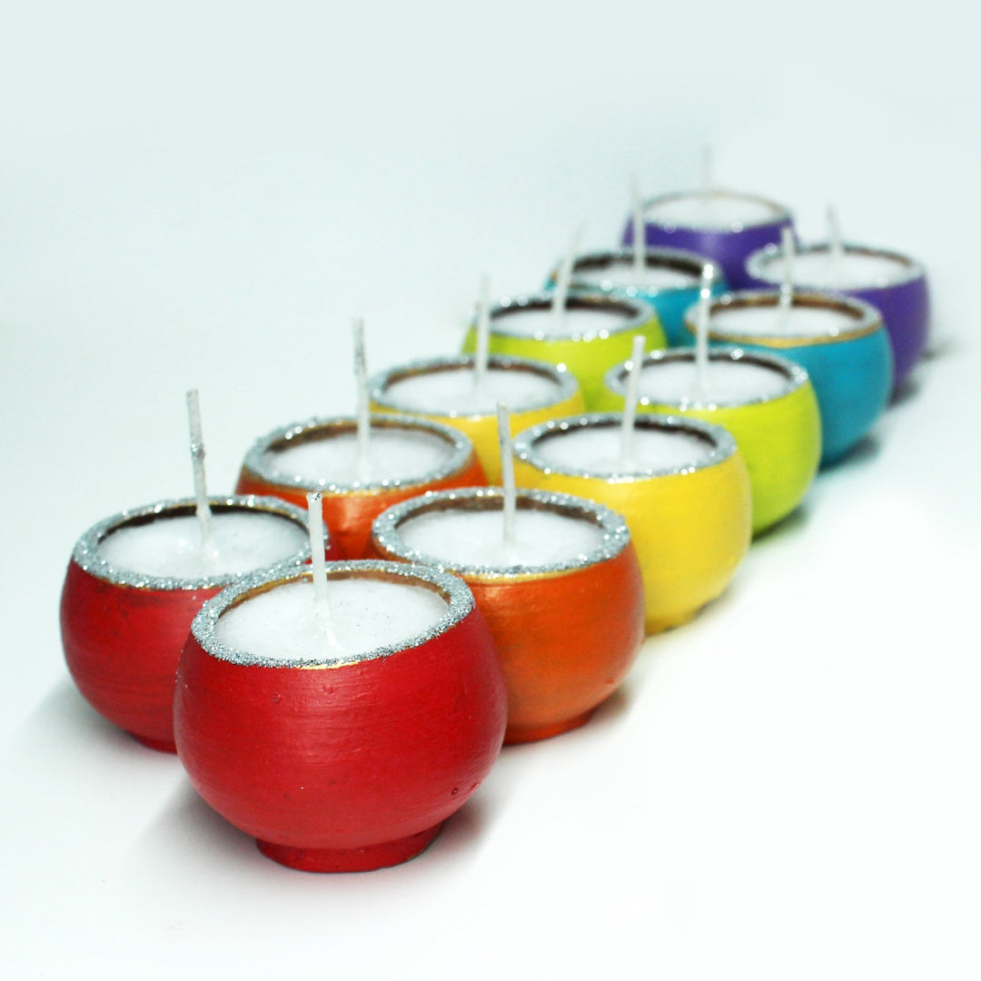 Multi-Colour Ball Shape Perfumed Candles | Festive | Pack Of 12