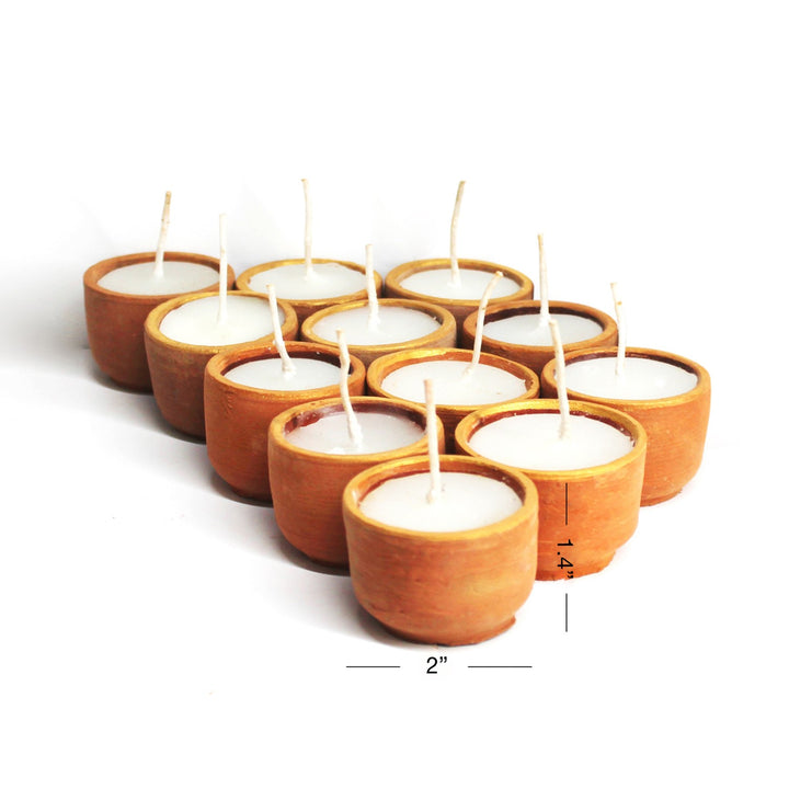 Terracotta Cup Candles | Hand-Crafted | Festive Gift Set of 12