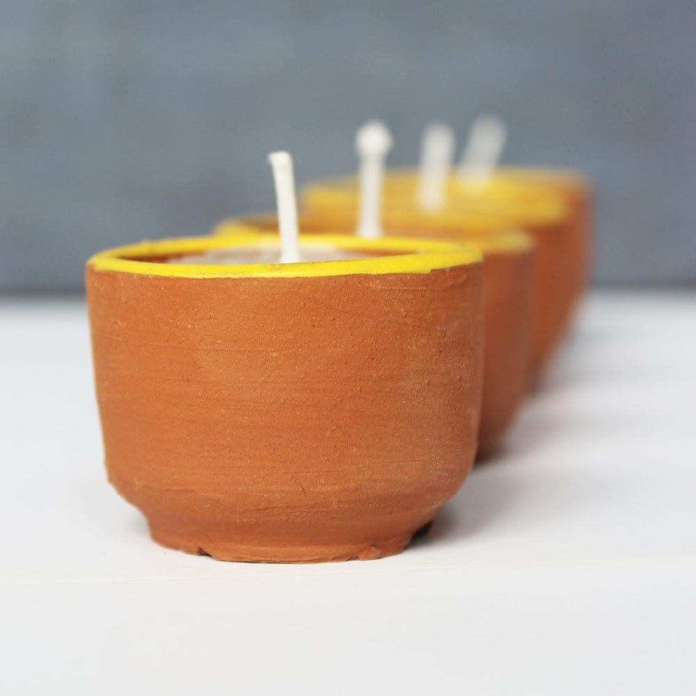 Terracotta Cup Candles | Hand-Crafted | Festive Gift Set of 12